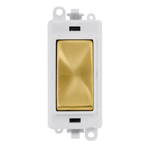 Click® Scolmore GridPro® GM2001PWSB 20AX 1 Way Switch Module - White - Satin Brass Satin Brass Polar White Insert