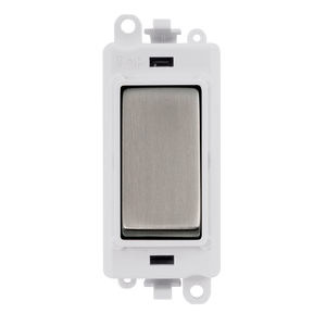 Click® Scolmore GridPro® GM2001PWSS 20AX 1 Way Switch Module - White - Stainless Steel Stainless Steel Polar White Insert