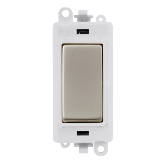 Click® Scolmore GridPro® GM2002PWPN 20AX 2 Way Switch Module - White - Pearl Nickel Pearl Nickel Polar White Insert