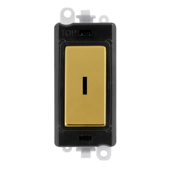 Click® Scolmore GridPro® GM2003BKBR 20AX 2 Way Keyswitch Module - Black - Polished Brass Polished Brass Black Insert