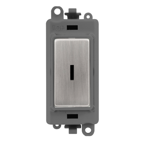 Click® Scolmore GridPro® GM2003GYSS 20AX 2 Way Keyswitch Module - Grey - Stainless Steel Stainless Steel Grey Insert