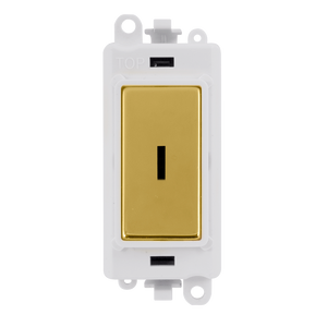 Click® Scolmore GridPro® GM2003PWBR 20AX 2 Way Keyswitch Module - White - Polished Brass Polished Brass Polar White Insert