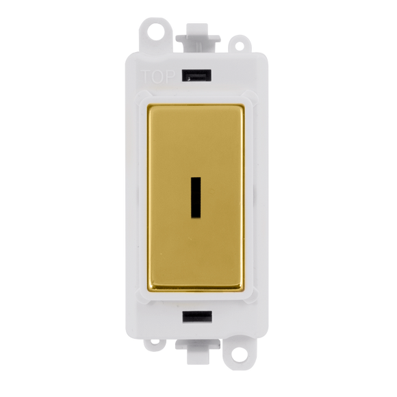 Click® Scolmore GridPro® GM2003PWBR 20AX 2 Way Keyswitch Module - White - Polished Brass Polished Brass Polar White Insert