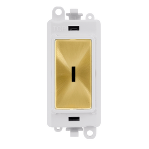 Click® Scolmore GridPro® GM2003PWSB 20AX 2 Way Keyswitch Module - White - Satin Brass Satin Brass Polar White Insert