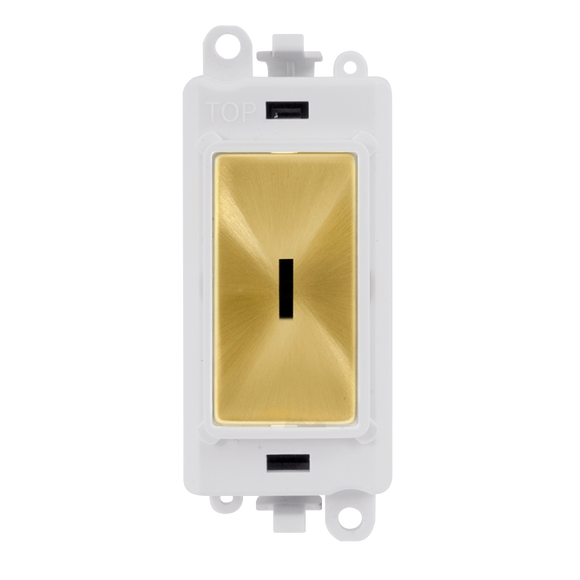 Click® Scolmore GridPro® GM2003PWSB 20AX 2 Way Keyswitch Module - White - Satin Brass Satin Brass Polar White Insert