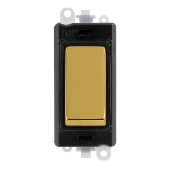 Click® Scolmore GridPro® GM2004BKBR 20AX 2 Way Retractive Switch Module - Black - Polished Brass Polished Brass Black Insert