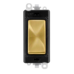 Click® Scolmore GridPro® GM2004BKSB 20AX 2 Way Retractive Switch Module - Black - Satin Brass Satin Brass Black Insert