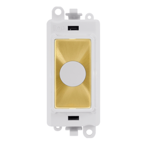 Click® Scolmore GridPro® GM2017PWSB 20A Flex Outlet Module - White - Satin Brass Satin Brass Polar White Insert