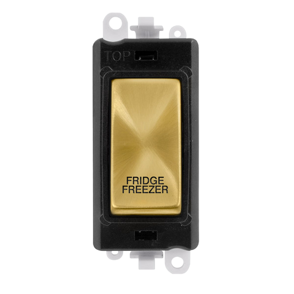 Click® Scolmore GridPro® GM2018BKSB-FF 20AX Double Pole Switch Module - Black - Satin Brass - Fridge Freezer Satin Brass Black Insert