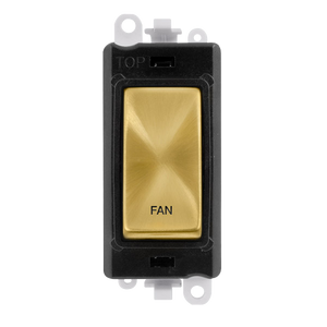 Click® Scolmore GridPro® GM2018BKSB-FN 20AX Double Pole Switch Module - Black - Satin Brass - Fan Satin Brass Black Insert