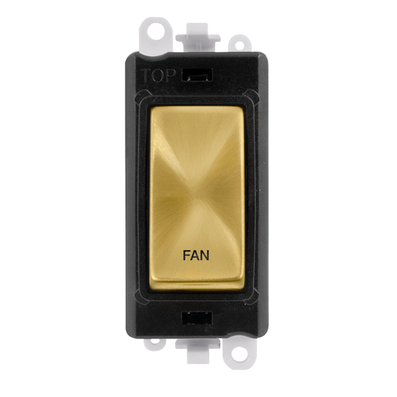 Click® Scolmore GridPro® GM2018BKSB-FN 20AX Double Pole Switch Module - Black - Satin Brass - Fan Satin Brass Black Insert