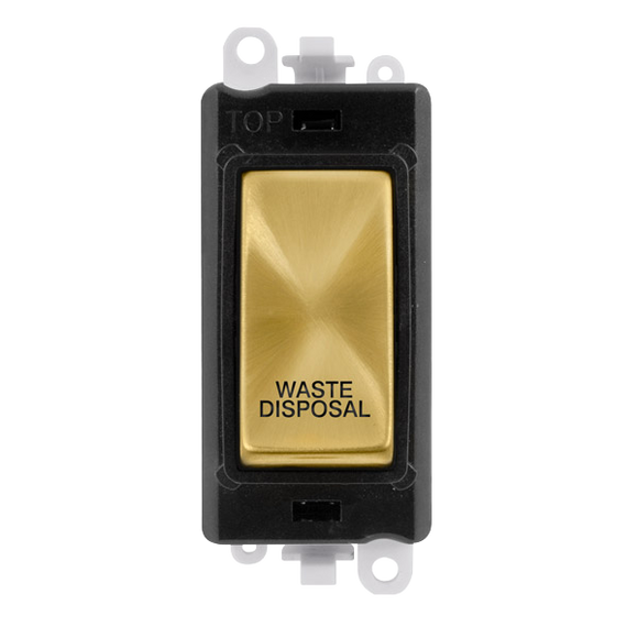 Click® Scolmore GridPro® GM2018BKSB-WD 20AX Double Pole Switch Module - Black - Satin Brass - Waste Disposal Satin Brass Black Insert