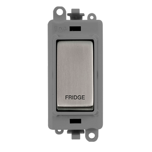 Click® Scolmore GridPro® GM2018GYSS-FD 20AX Double Pole Switch Module - Grey - Stainless Steel - Fridge Stainless Steel Grey Insert