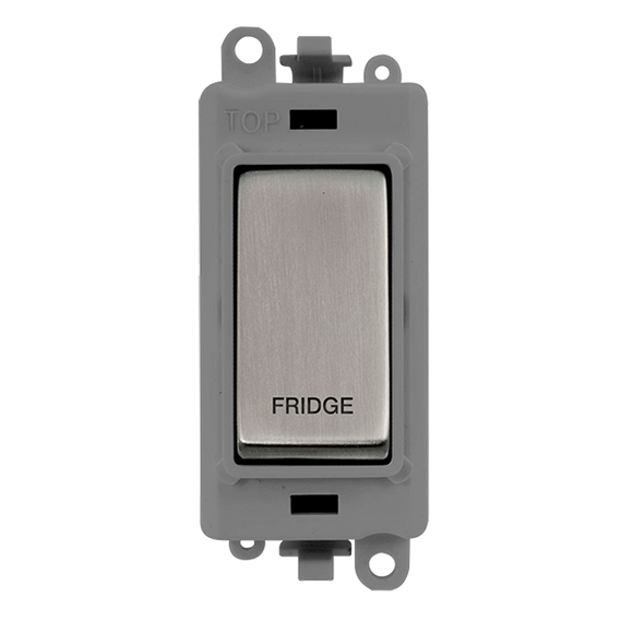 Click® Scolmore GridPro® GM2018GYSS-FD 20AX Double Pole Switch Module - Grey - Stainless Steel - Fridge Stainless Steel Grey Insert