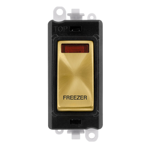 Click® Scolmore GridPro® GM2018NBKSB-FZ 20AX Double Pole Switch With Neon Module - Black - Satin Brass - Freezer Satin Brass Black Insert