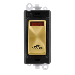 Click® Scolmore GridPro® GM2018NBKSB-WC 20AX Double Pole Switch With Neon Module - Black - Satin Brass - Wine Cooler Satin Brass Black Insert