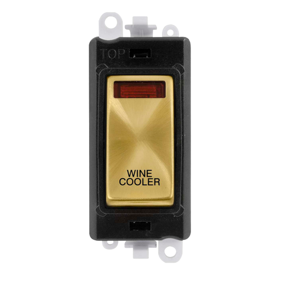 Click® Scolmore GridPro® GM2018NBKSB-WC 20AX Double Pole Switch With Neon Module - Black - Satin Brass - Wine Cooler Satin Brass Black Insert