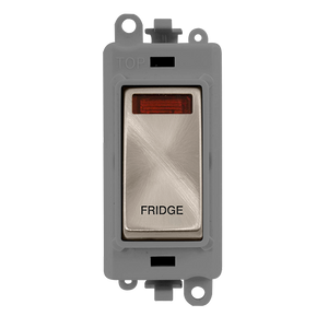 Click® Scolmore GridPro® GM2018NGYBS-FD 20AX Double Pole Switch With Neon Module - Grey - Brushed Stainless - Fridge Brushed Stainless Grey Insert