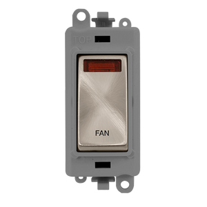 Click® Scolmore GridPro® GM2018NGYBS-FN 20AX Double Pole Switch With Neon Module - Grey - Brushed Stainless - Fan Brushed Stainless Grey Insert