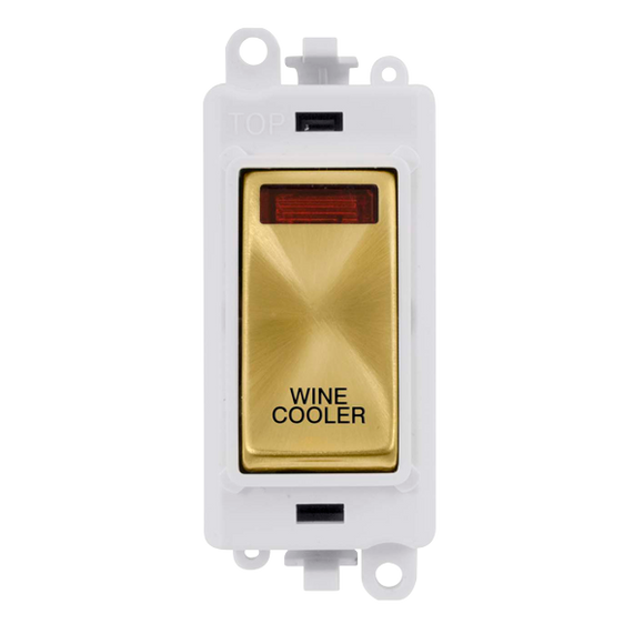 Click® Scolmore GridPro® GM2018NPWSB-WC 20AX Double Pole Switch With Neon Module - White - Satin Brass - Wine Cooler Satin Brass Polar White Insert