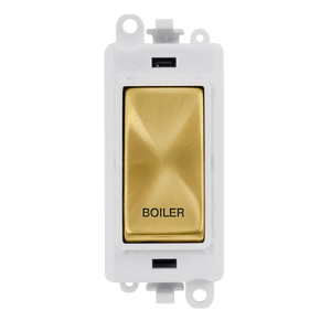 Click® Scolmore GridPro® GM2018PWSB-BL 20AX Double Pole Switch Module - White - Satin Brass - Boiler Satin Brass Polar White Insert