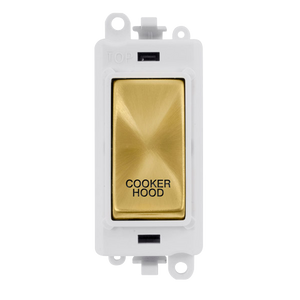 Click® Scolmore GridPro® GM2018PWSB-CH 20AX Double Pole Switch Module - White - Satin Brass - Cooker Hood Satin Brass Polar White Insert