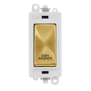 Click® Scolmore GridPro® GM2018PWSB-DW 20AX Double Pole Switch Module - White - Satin Brass - Dishwasher Satin Brass Polar White Insert