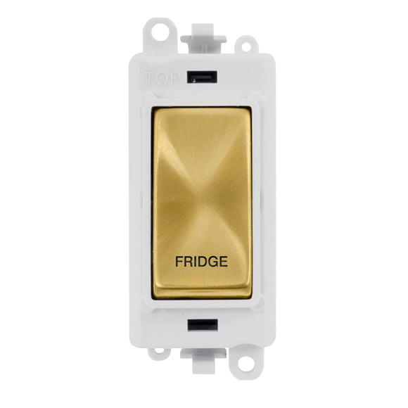 Click® Scolmore GridPro® GM2018PWSB-FD 20AX Double Pole Switch Module - White - Satin Brass - Fridge Satin Brass Polar White Insert