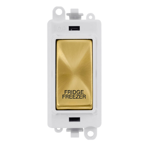 Click® Scolmore GridPro® GM2018PWSB-FF 20AX Double Pole Switch Module - White - Satin Brass - Fridge Freezer Satin Brass Polar White Insert