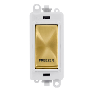 Click® Scolmore GridPro® GM2018PWSB-FZ 20AX Double Pole Switch Module - White - Satin Brass - Freezer Satin Brass Polar White Insert