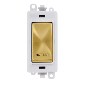 Click® Scolmore GridPro® GM2018PWSB-HT 20AX Double Pole Switch Module - White - Satin Brass - Hot Tap Satin Brass Polar White Insert