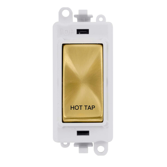 Click® Scolmore GridPro® GM2018PWSB-HT 20AX Double Pole Switch Module - White - Satin Brass - Hot Tap Satin Brass Polar White Insert