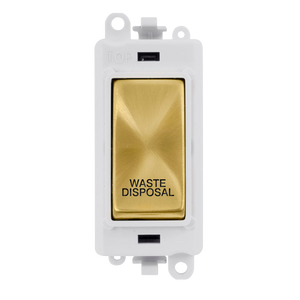 Click® Scolmore GridPro® GM2018PWSB-WD 20AX Double Pole Switch Module - White - Satin Brass - Waste Disposal Satin Brass Polar White Insert