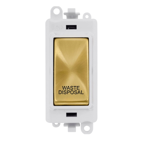 Click® Scolmore GridPro® GM2018PWSB-WD 20AX Double Pole Switch Module - White - Satin Brass - Waste Disposal Satin Brass Polar White Insert