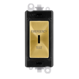 Click® Scolmore GridPro® GM2046BKSBET 20AX Double Pole Keyswitch 'Emergency Test' - Black - Satin Brass Satin Brass Black Insert