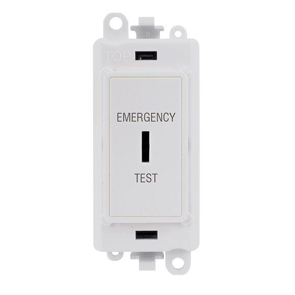 Click® Scolmore GridPro® GM2046PWET 20AX Double Pole Keyswitch 'Emergency Test' - White Polar White Polar White Insert