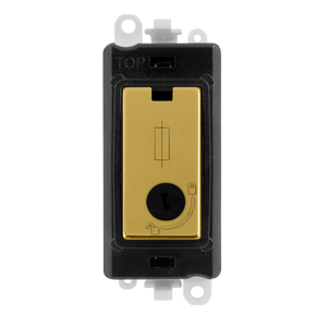 Click® Scolmore GridPro® GM2047-LBKBR 13A Fused Lockable Module - Black - Polished Brass Polished Brass Black Insert