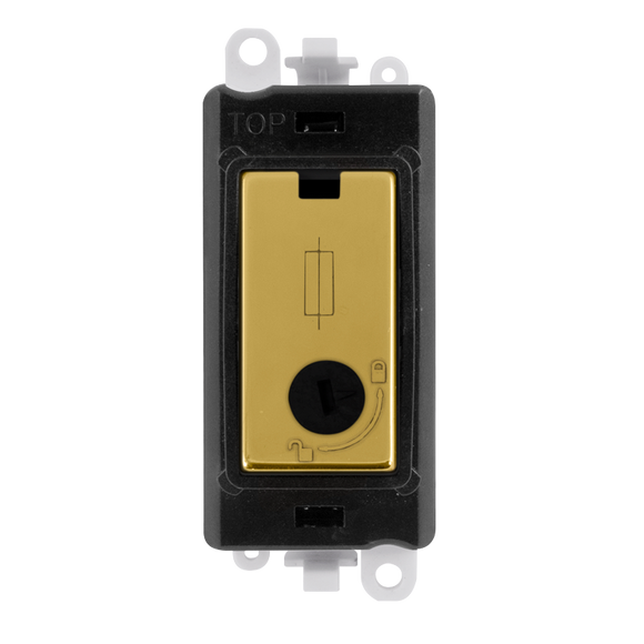 Click® Scolmore GridPro® GM2047-LBKBR 13A Fused Lockable Module - Black - Polished Brass Polished Brass Black Insert