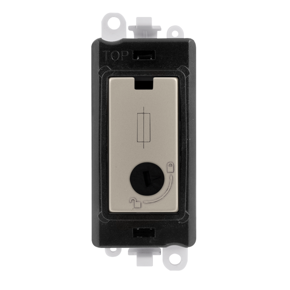 Click® Scolmore GridPro® GM2047-LBKPN 13A Fused Lockable Module - Black - Pearl Nickel Pearl Nickel Black Insert