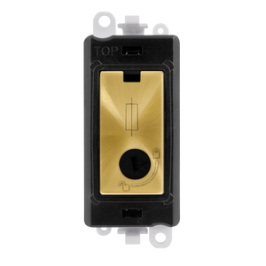 Click® Scolmore GridPro® GM2047-LBKSB 13A Fused Lockable Module - Black - Satin Brass Satin Brass Black Insert