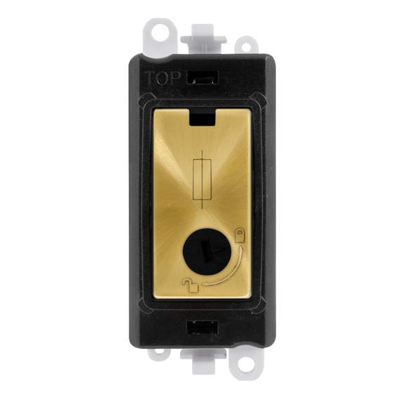 Click® Scolmore GridPro® GM2047-LBKSB 13A Fused Lockable Module - Black - Satin Brass Satin Brass Black Insert