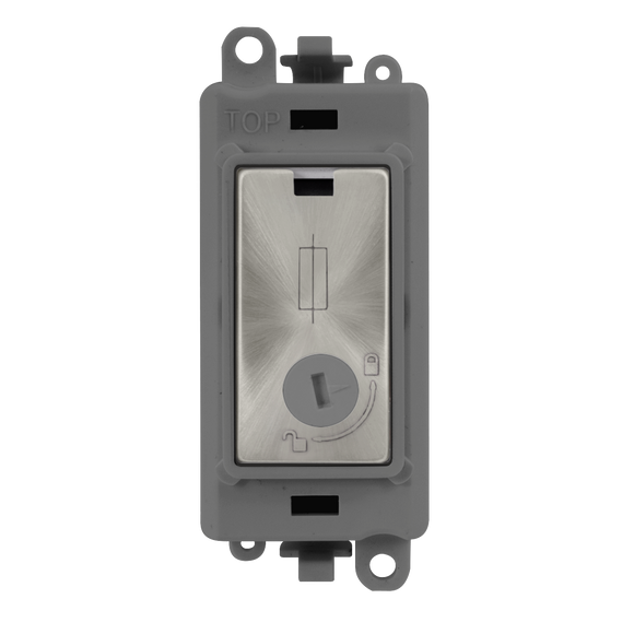 Click® Scolmore GridPro® GM2047-LGYSC 13A Fused Lockable Module - Grey - Satin Chrome Satin Chrome Grey Insert