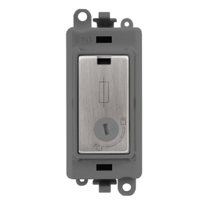 Click® Scolmore GridPro® GM2047-LGYSS 13A Fused Lockable Module - Grey - Stainless Steel Stainless Steel Grey Insert