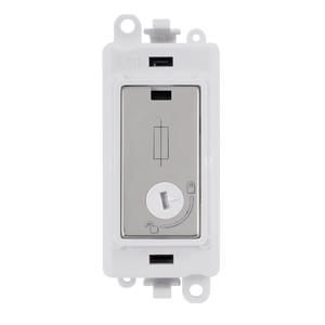 Click® Scolmore GridPro® GM2047-LPWCH 13A Fused Lockable Module - White - Polished Chrome Polished Chrome Polar White Insert