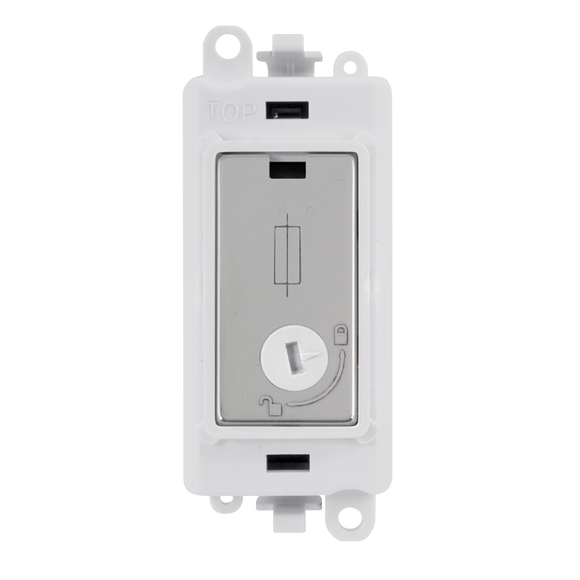 Click® Scolmore GridPro® GM2047-LPWCH 13A Fused Lockable Module - White - Polished Chrome Polished Chrome Polar White Insert