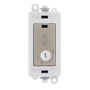 Click® Scolmore GridPro® GM2047-LPWPN 13A Fused Lockable Module - White - Pearl Nickel Pearl Nickel Polar White Insert