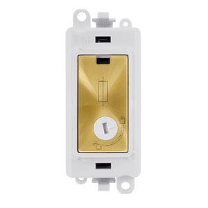 Click® Scolmore GridPro® GM2047-LPWSB 13A Fused Lockable Module - White - Satin Brass Satin Brass Polar White Insert