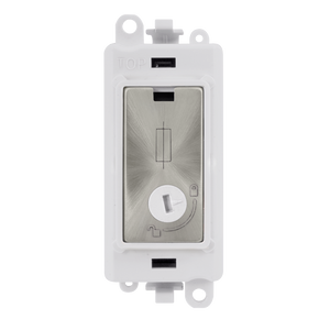 Click® Scolmore GridPro® GM2047-LPWSC 13A Fused Lockable Module - White - Satin Chrome Satin Chrome Polar White Insert