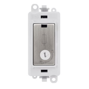 Click® Scolmore GridPro® GM2047-LPWSS 13A Fused Lockable Module - White - Stainless Steel Stainless Steel Polar White Insert