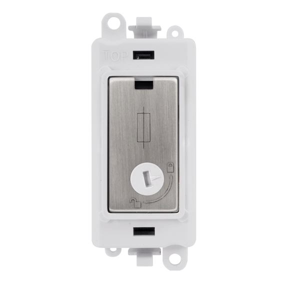 Click® Scolmore GridPro® GM2047-LPWSS 13A Fused Lockable Module - White - Stainless Steel Stainless Steel Polar White Insert